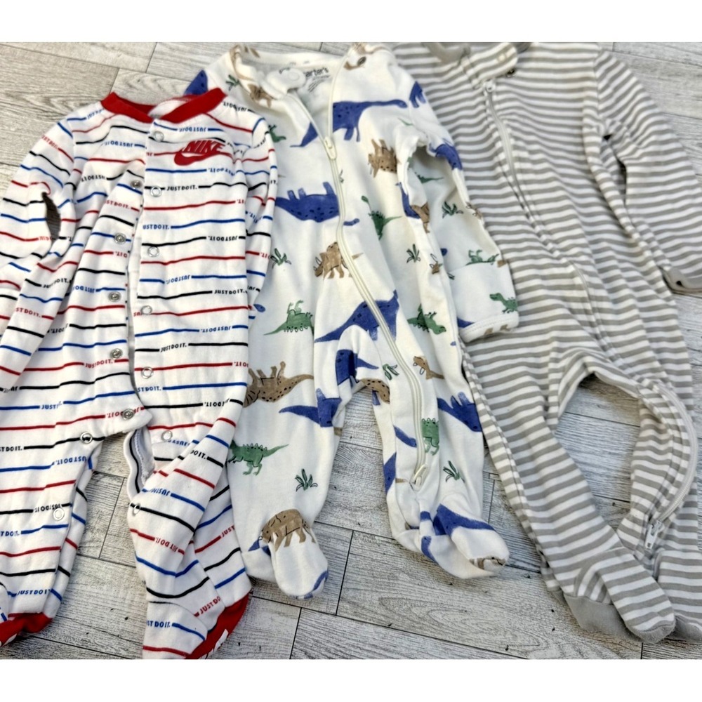 Carters Nike Baby Boy 3 Months Footed Sleepers Pajamas Outfits Clothes Lot Logo